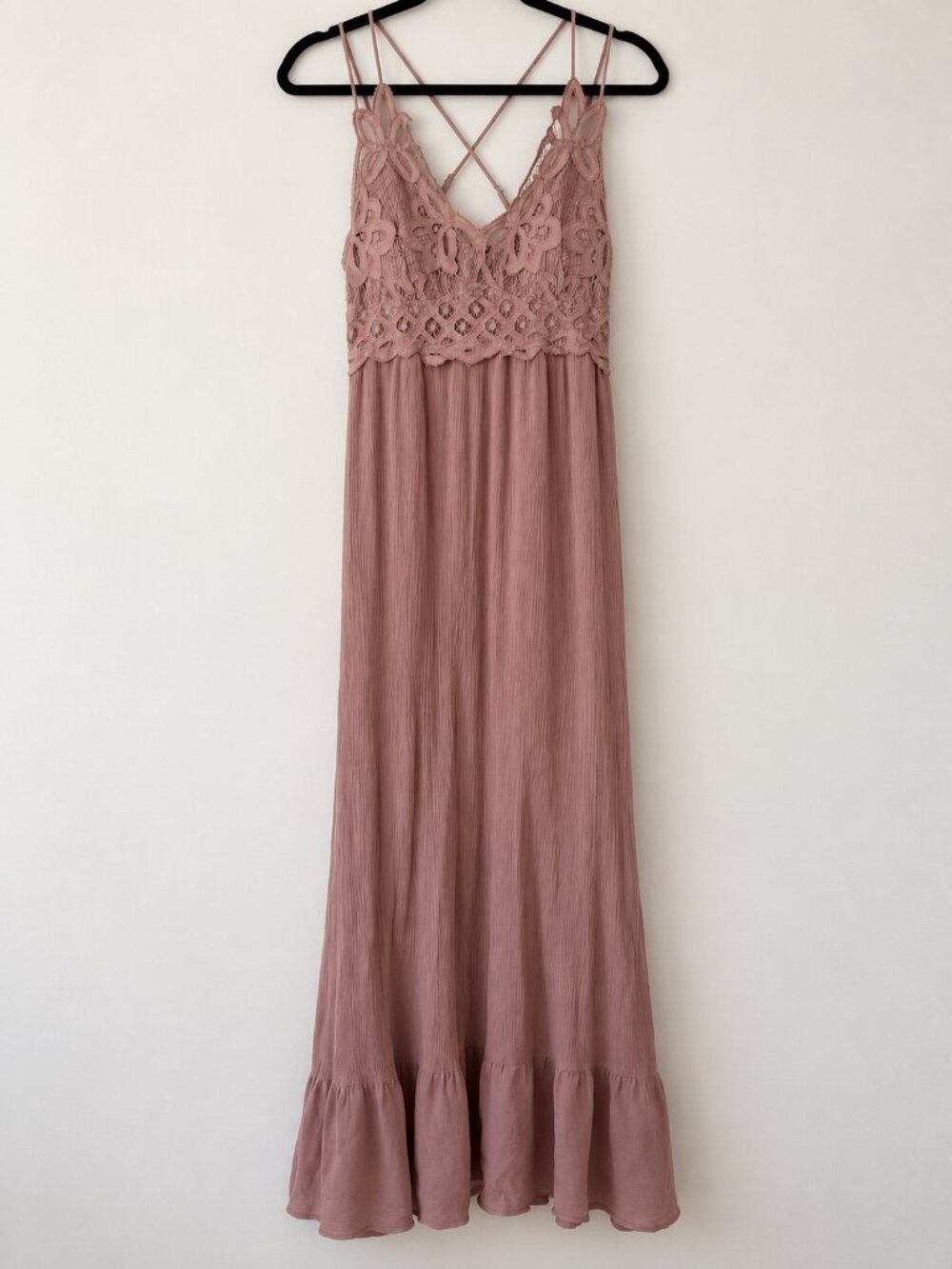 Rue21 Dusty Mauve Lace Crochet Maxi Dress Size L